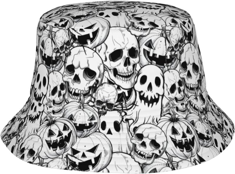 YFBXHSN Cartoon Pumpkin Halloween Bucket Hat Pumpkin Hat Ghost Cap Outdoor for Men Women Beach, Golf, Fishing Hat - Image 1